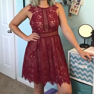 Lace Illusion Midi Dress, Large